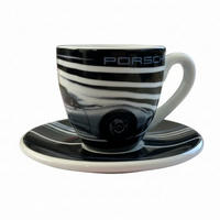 ESPRESSOTASSE 911 Aerodynamic Schwarz Weiß, Limited Edition, Porzellan, Sammlertasse, Espressobecher, Heißgetränke, Design Tasse, Motorsport Design - Schwarz/Weiß, Keramik (0.08L) - Porsche