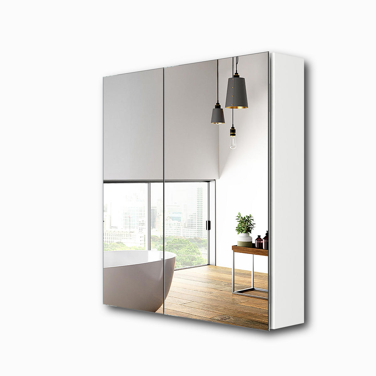 SPIEGELSCHRANK Weiß 65/60/14,5 - Weiß, Metall (60/65/65cm) - EMKE