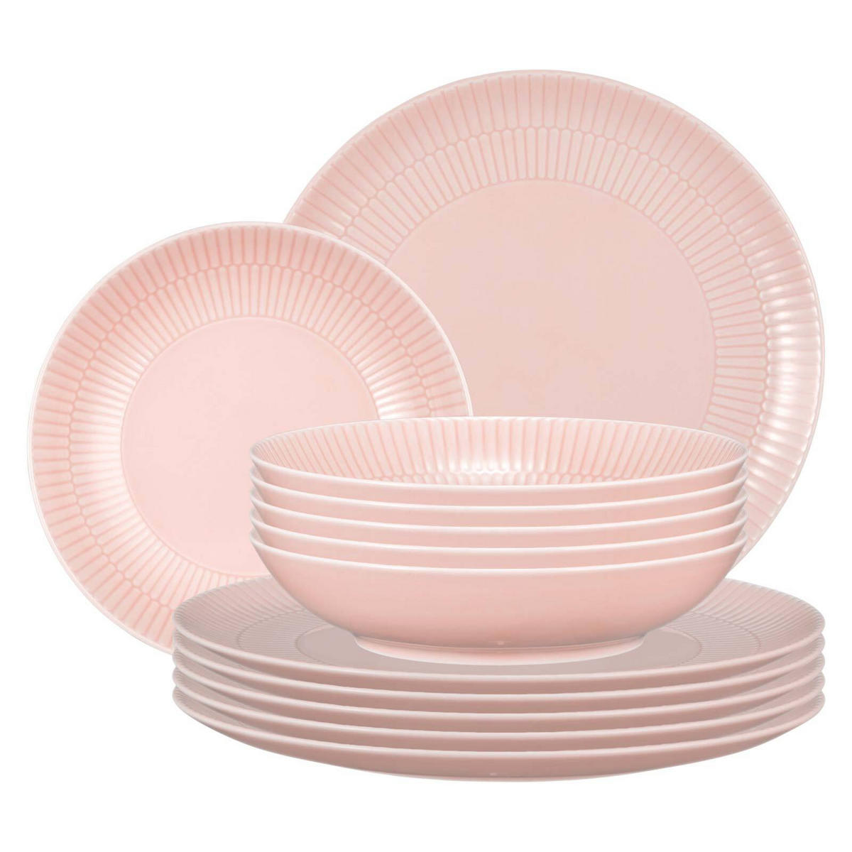 TAFELSERVICE Amina Rosé 12er Set - Rosa, Keramik (1/1/1cm) - Seltmann Weiden