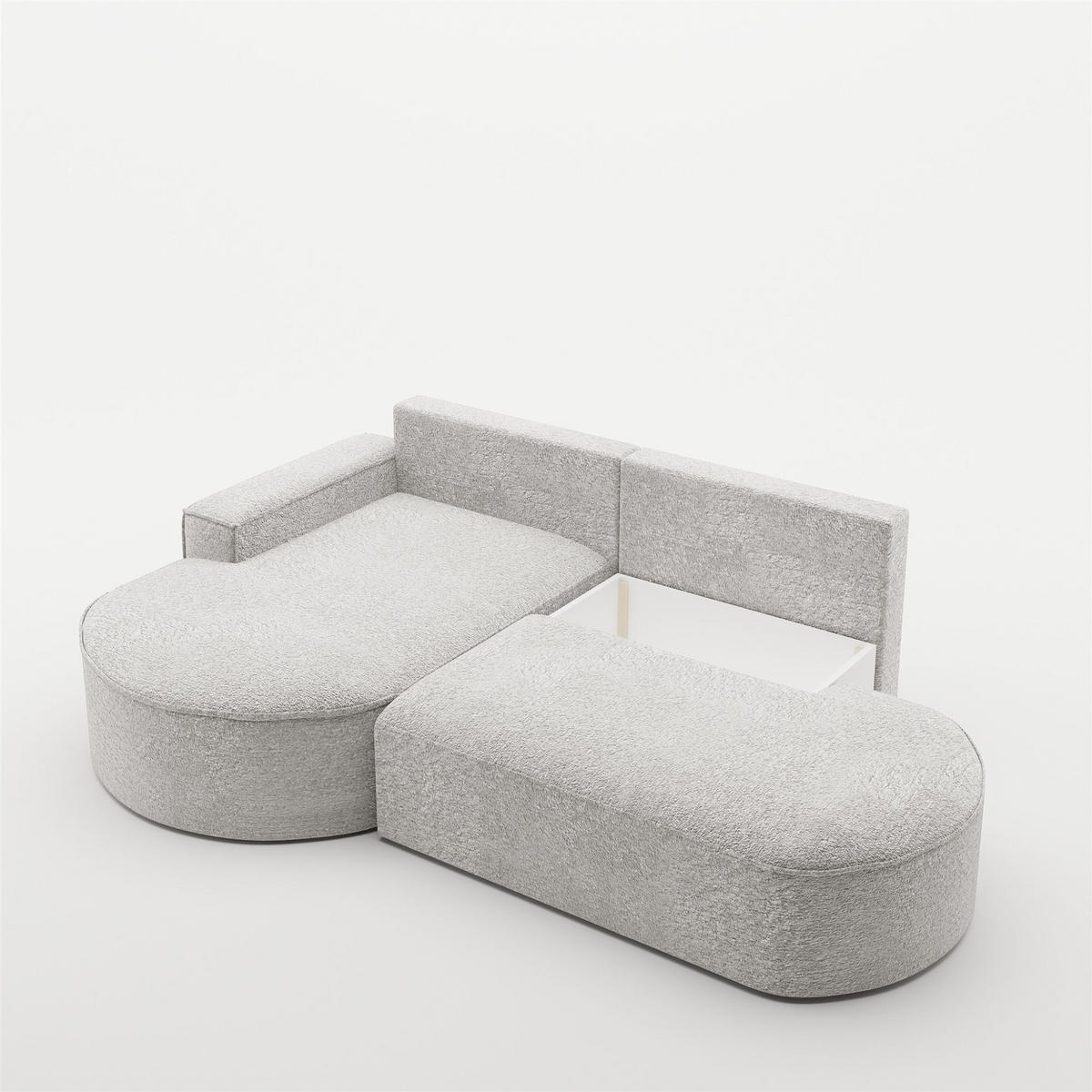 ECKSOFA Venedig Mit Schlaffunktion - Hellgrau, Holzwerkstoff/Textil (278/179cm) - Fun Möbel