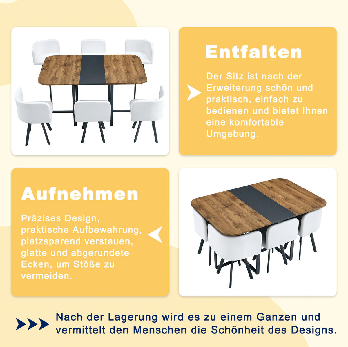 ESSTISCH-SET ausziehbar für 4-6 Personen MDF/Metall Schwarz/Natur 3-tlg. - Schwarz, Metall (100/79/150cm) - Meubliv