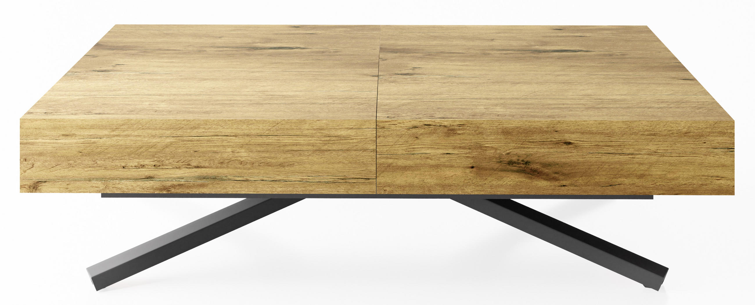 COUCHTISCH Cavetta X höhenverstellbar ausziehbar, Lancelot Eiche 120-200/80/27-76 cm - Eichefarben/Schwarz, Holzwerkstoff/Metall (80/120/76cm) - WFL GROUP