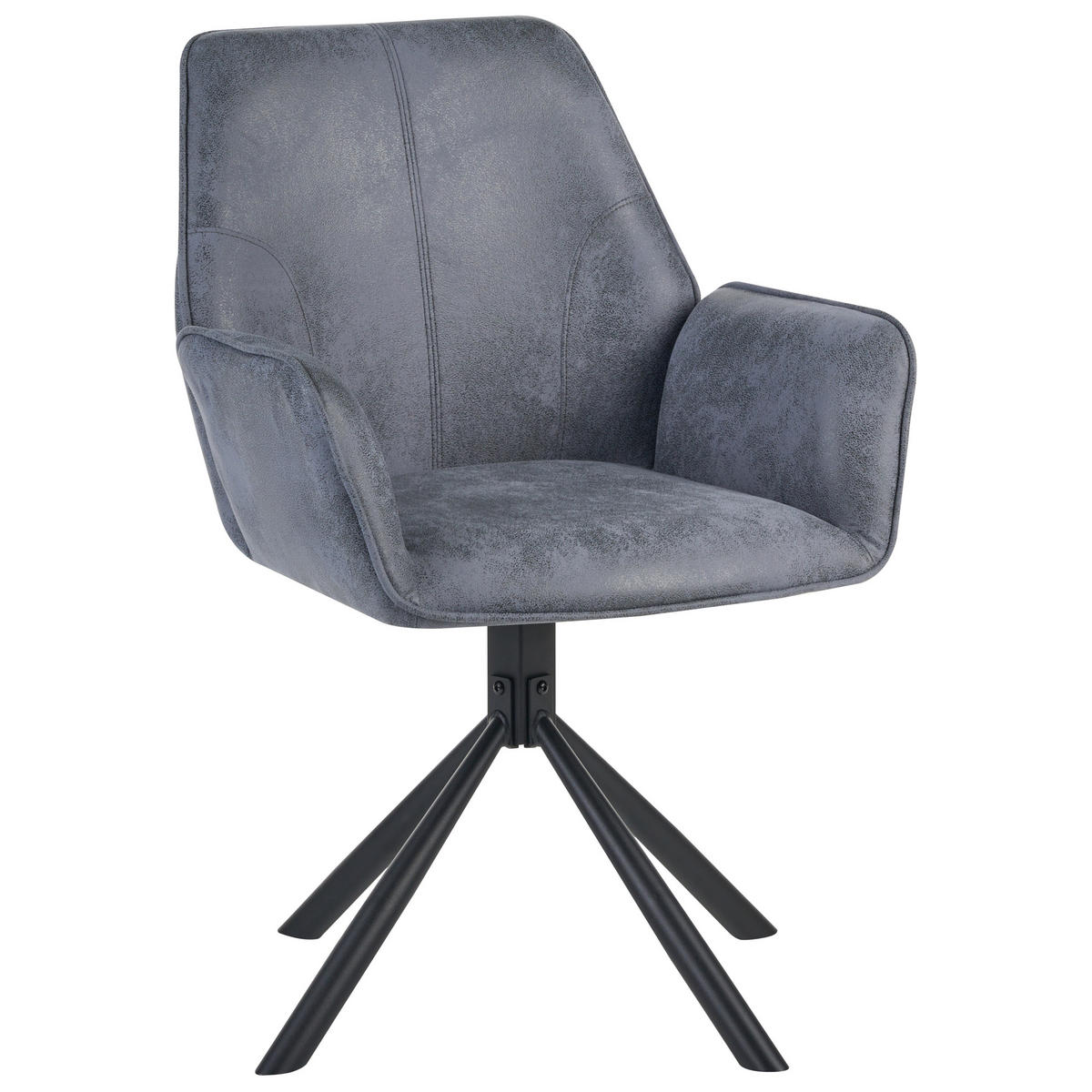 ESSZIMMERSTUHL 2er-Set drehbar Kunstwildleder Grau Warner - Grau, Textil (63/94/58cm) - Beliani