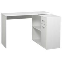 ECKSCHREIBTISCH DE-14915 180° schwenkbar mit Schrank & Regal Weiß - Weiß, Holzwerkstoff (117/82/74cm) - ComfortXL