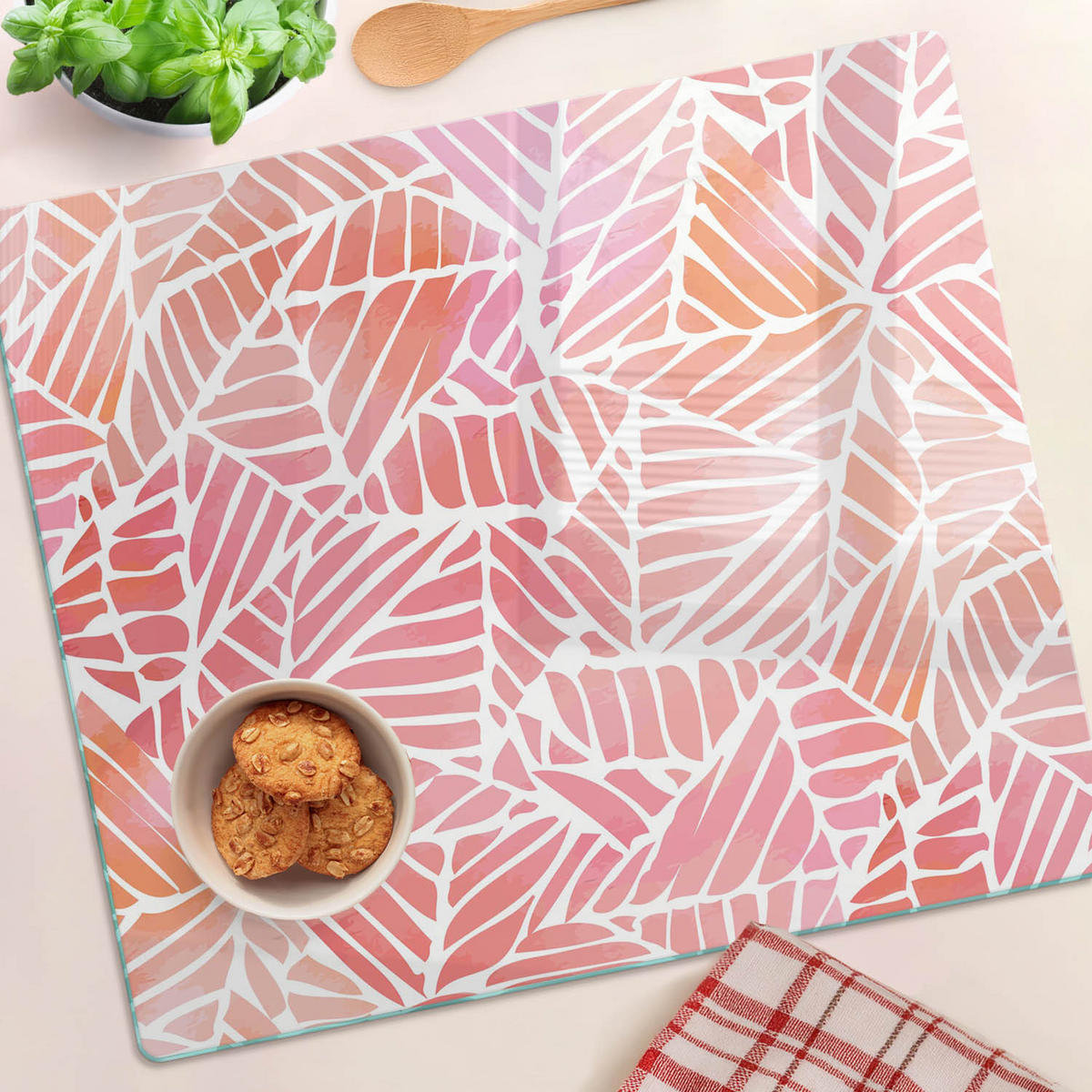 GLASPLATTE 60x52 cm Abstrakt - Pink, Glas (60/0.4/52cm) - TULUP