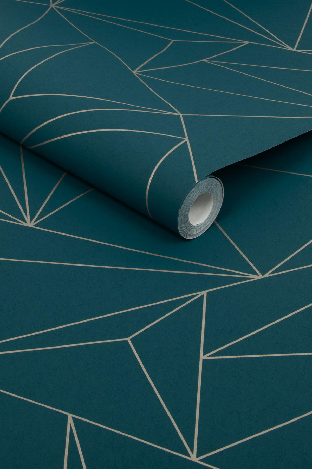 VLIESTAPETE Geo-Linien Silber-Tannengrün - Blau, Papier/Kunststoff (52/1000cm) - next