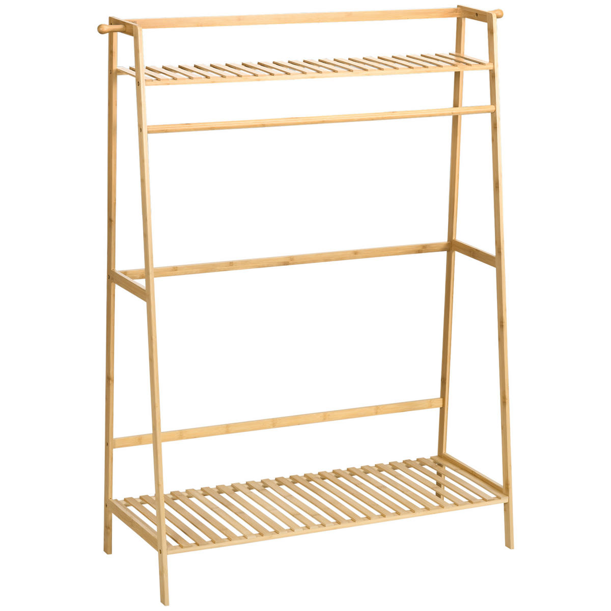 KLEIDERSTÄNDER Garderobenständer mit zwei Kleiderhaken, Kleiderstange, Natur - Naturfarben, Naturmaterialien (40/139/114cm) - HOMCOM
