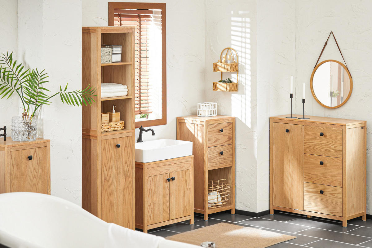 WASCHBECKENUNTERSCHRANK Natur - Hellbraun, Holzwerkstoff (60/60/35cm) - SoBuy