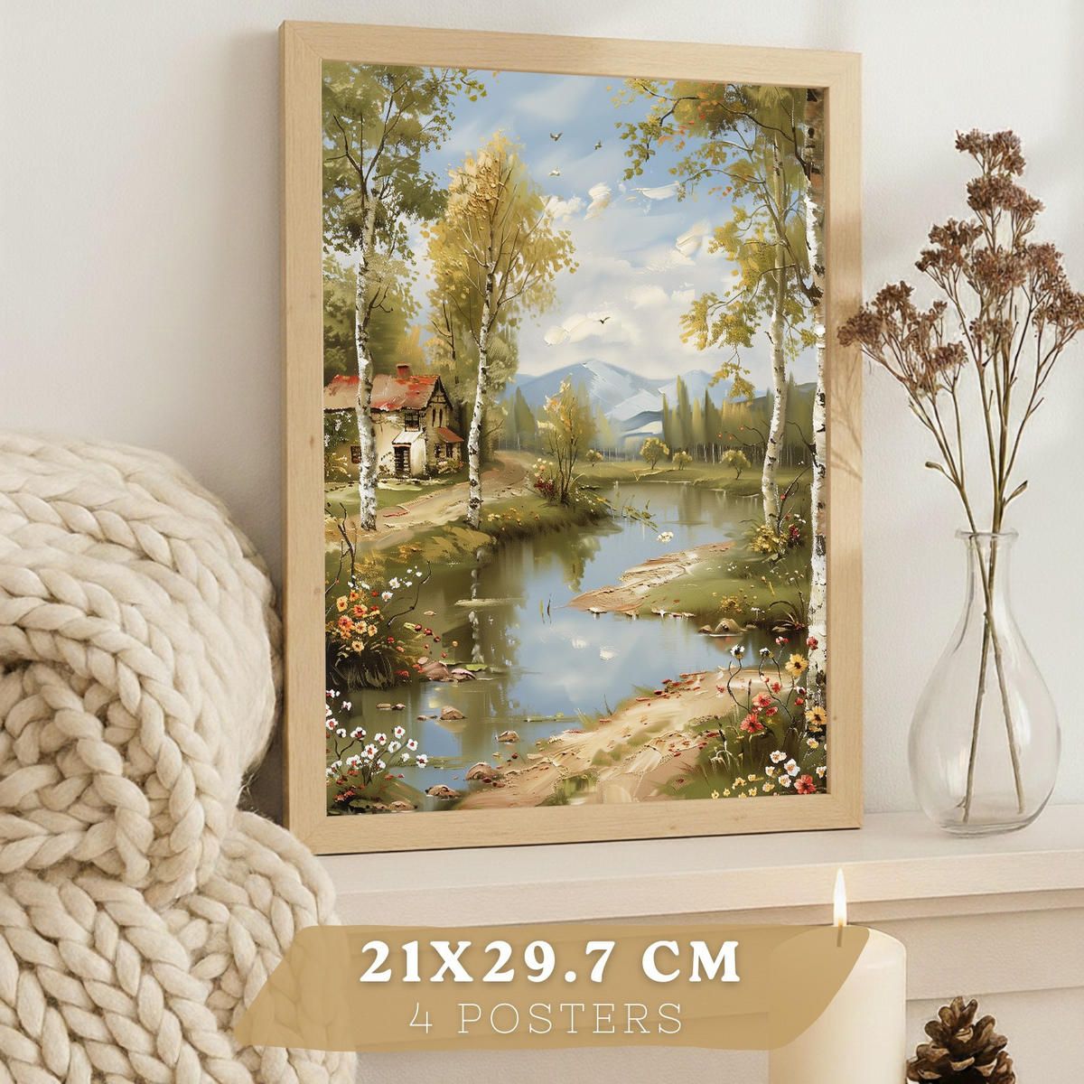 PLAKAT Sada 4 Jaro A3 bez rámu - čirá, papír (29.7/1/42cm) - Nacnic