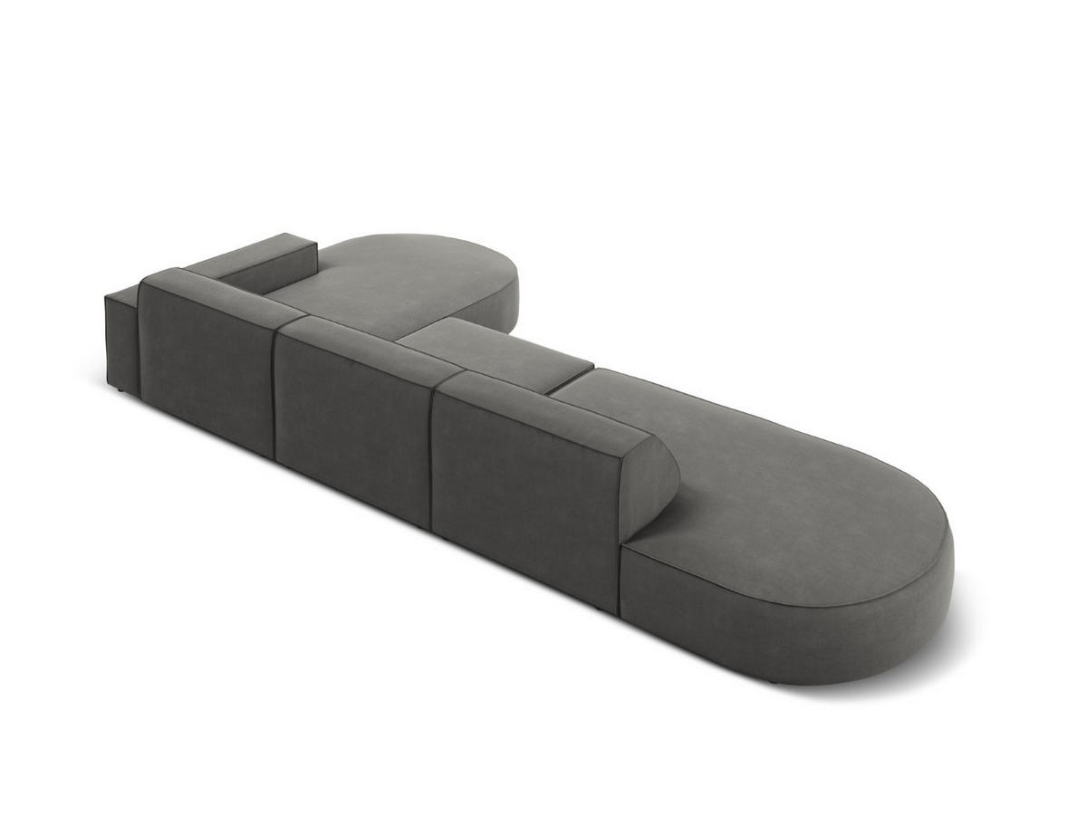 ECKSOFA rechts Jodie aus Samt hellgrau 4 Sitzplätze - Hellgrau, Textil (166/342cm) - Micadoni