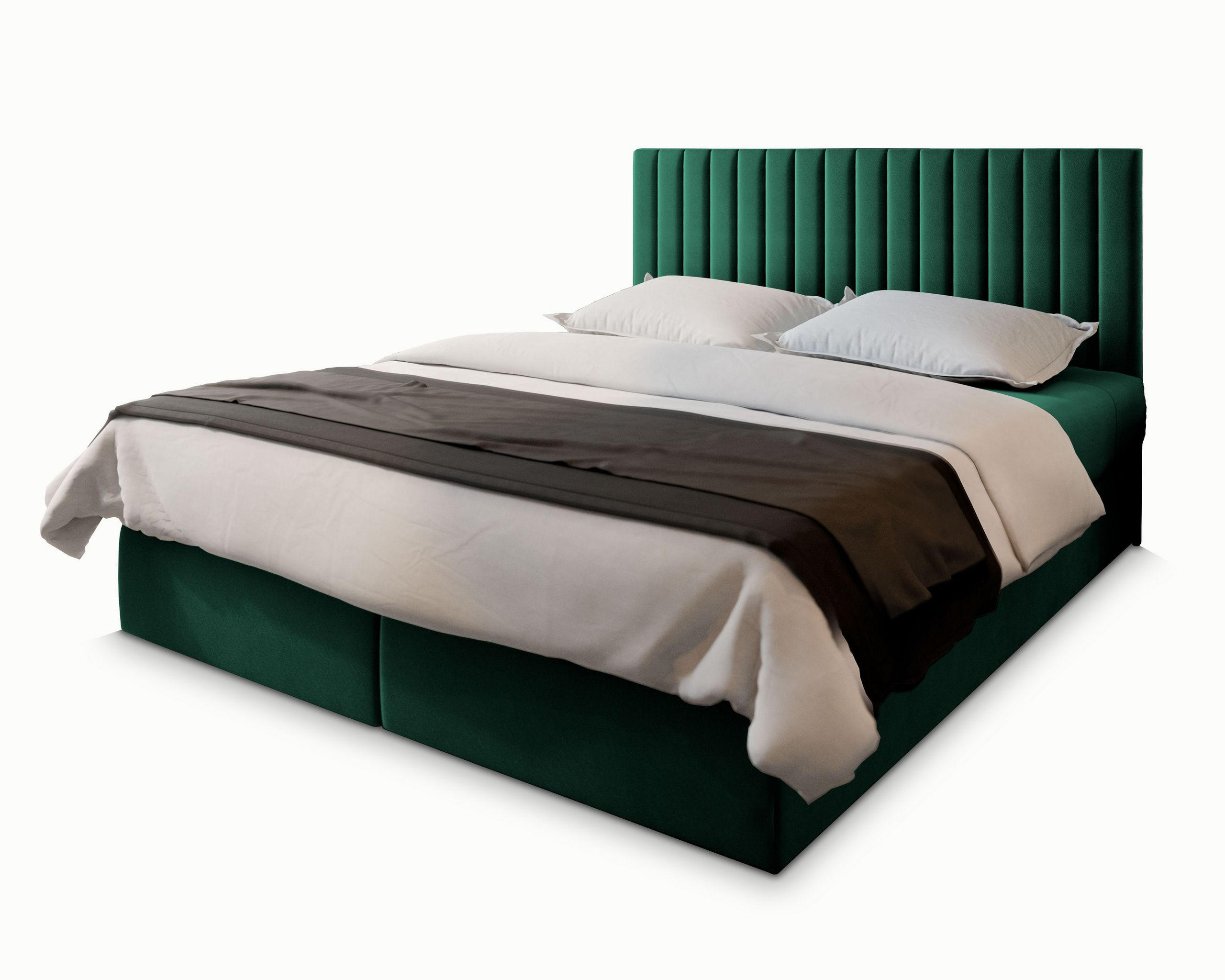 BOXBETT BRESEL 180x200 cm mit Matratze und Topper - Grün - Grün, Holz (180/200cm) - MASSENO