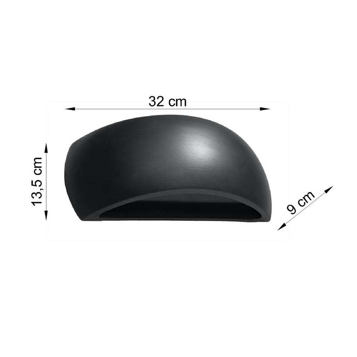 WANDLEUCHTE Keramik Schwarz Glas - Schwarz, Glas (32/13.5/9cm)