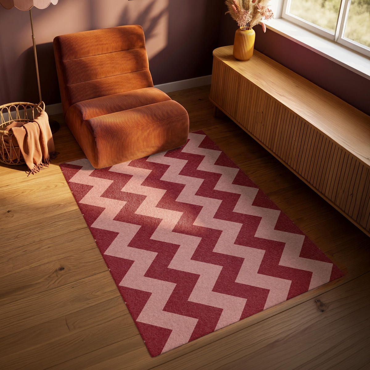 KOBERCE - Cikcak - Pruhy - Vzor - Červená - 90x150 cm - červená, textil/plast (90/0.4cm) - OnlyWow