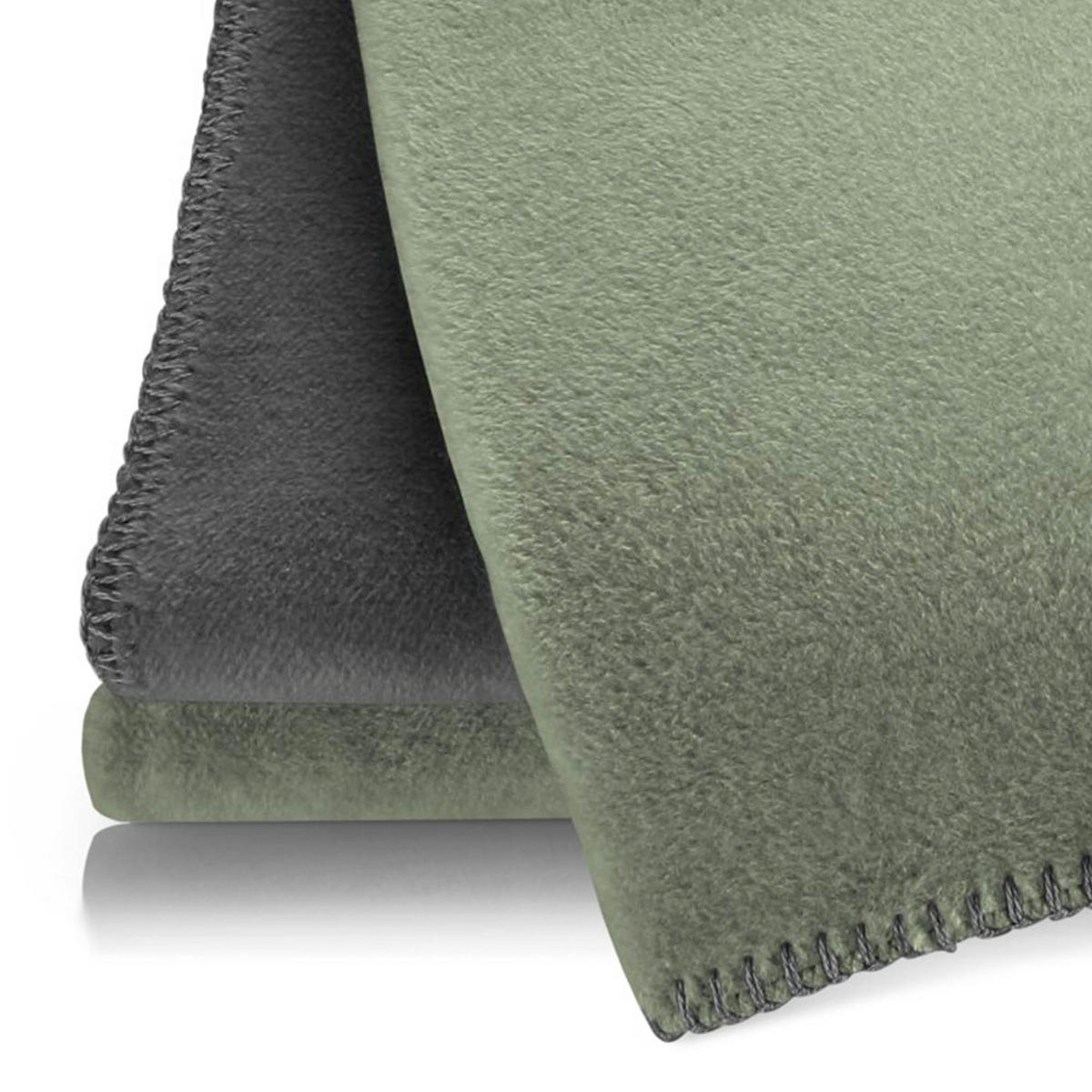WOHNDECKE DoubleFace Oliv-Stein 150 x 200cm - Olivgrün, Textil (150/200cm) - Joop!