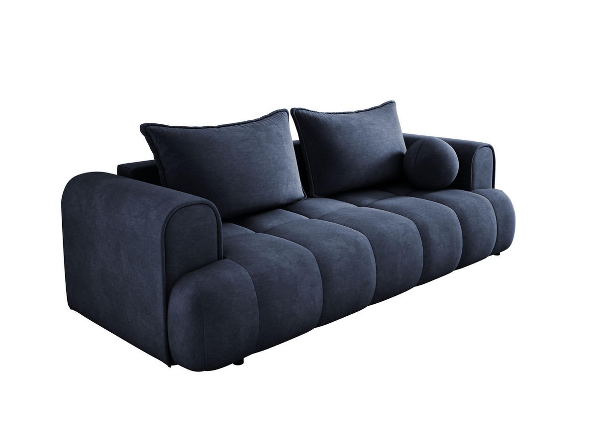 SOFA COCO SCHLAFSOFA mit Bettfunktion, CLOUD Stoffbezug, 2-Sitzer, freistehend, Größe: 250x105x90 cm, Dunkelblau - Dunkelblau, Holz/Textil (250/90/105cm) - DomoHome