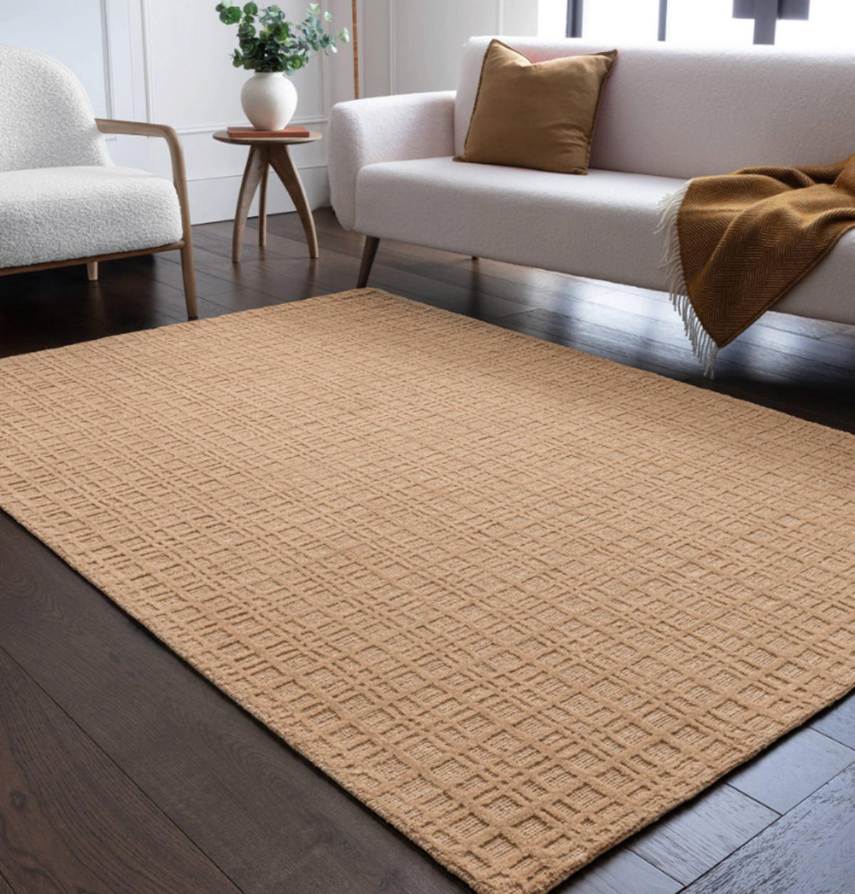 TEPPICH handgewebt Naturfaser HATCHY goldfarben 200 x 290 cm - Goldfarben, Naturmaterialien (200/290cm) - Novatrend