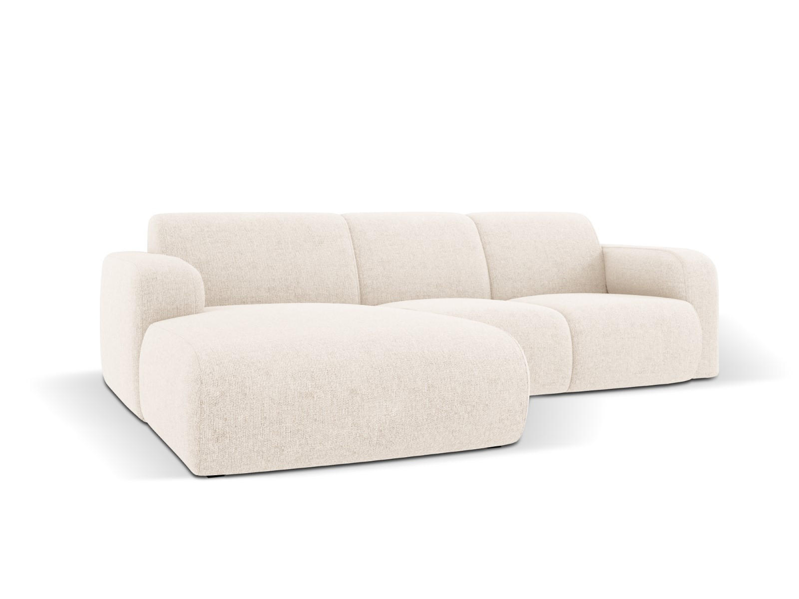 ECKSOFA links Molino aus Chenille-Stoff leichtes beige 4 Sitzplätze - Creme, Textil (170/250cm) - Micadoni