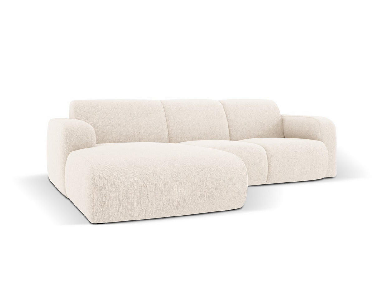 ECKSOFA links Molino aus Chenille-Stoff leichtes beige 4 Sitzplätze - Creme, Textil (170/250cm) - Micadoni