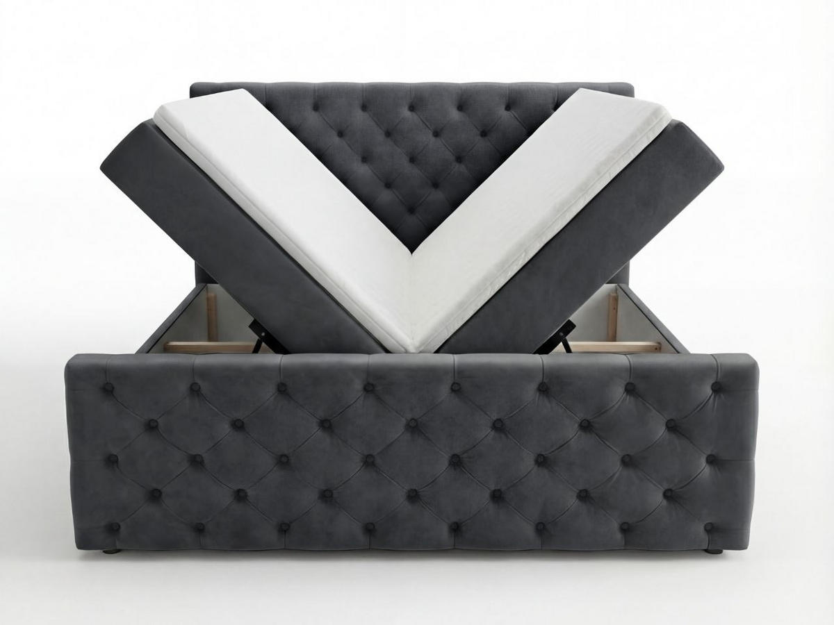 BOXBETT Montego 140x200 Dunkelgrau - Dunkelgrau, Holz/Textil (140/200cm) - Graingold