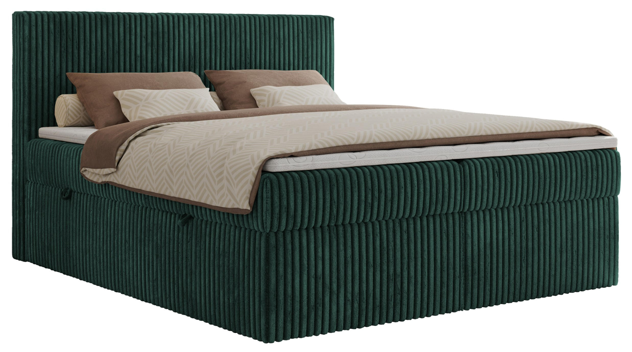 BOXSPRINGBETT TILIANO 160/200 - Dunkelgrün Cord - H4 - tmavě zelená, textil (160/200cm) - MKS