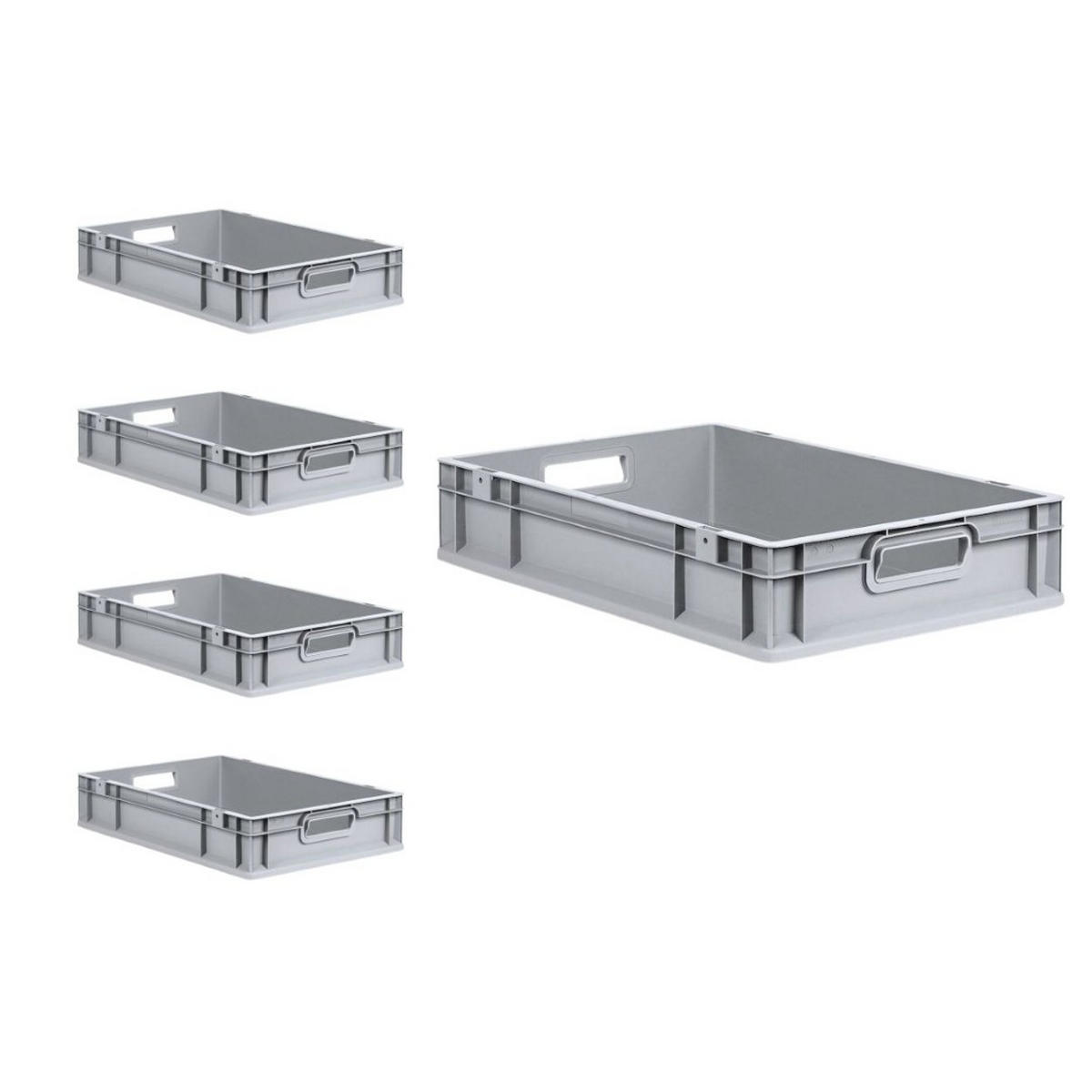 EUROBOX 5x Nextgen Economy Mit Scharnierdeckel Grau/Gelb Griffe Offen 23 Liter - Gelb, Kunststoff (40/12/60cm) - PROREGAL