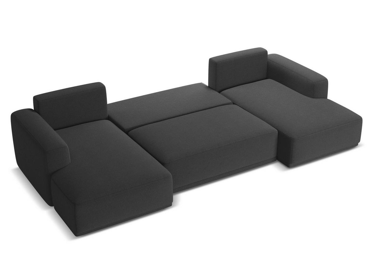 WOHNLANDSCHAFT Chenille Stoff Schwarz - Anthrazit/Schwarz, Kunststoff/Textil (333/91/160cm) - Makamii