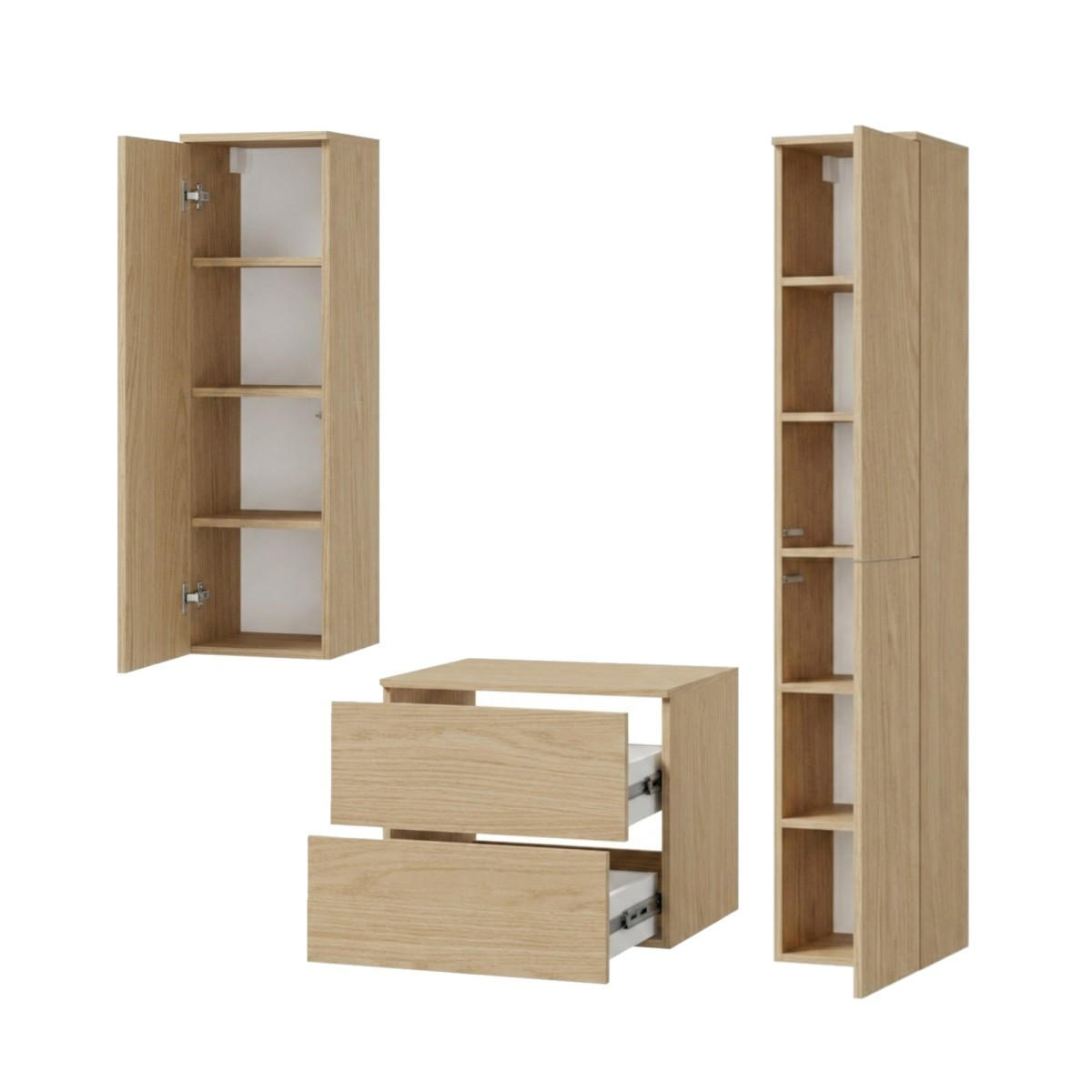BADMÖBEL-SET Color Frühlings-Eiche 3-Teilig (2S 60 + 1D 100 + 2D 160) - Eichefarben, Holzwerkstoff (120/160/45cm) - mzm24