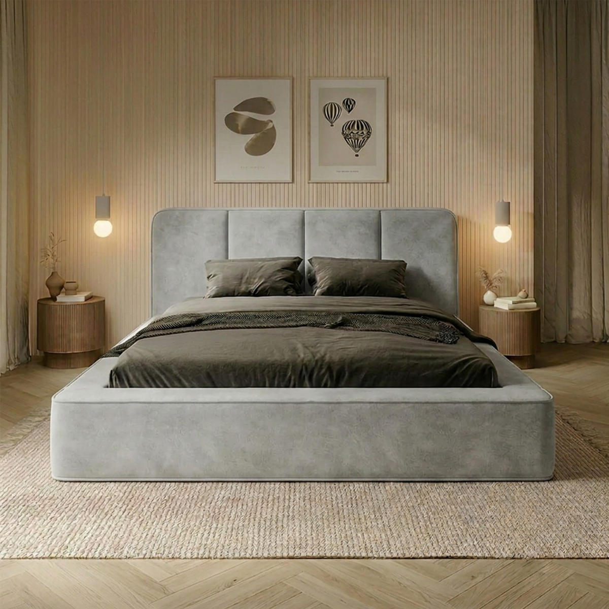 POLSTERBETT RANDELA 160x200 cm, Grau - Grau, Textil (200/160cm) - Fedve