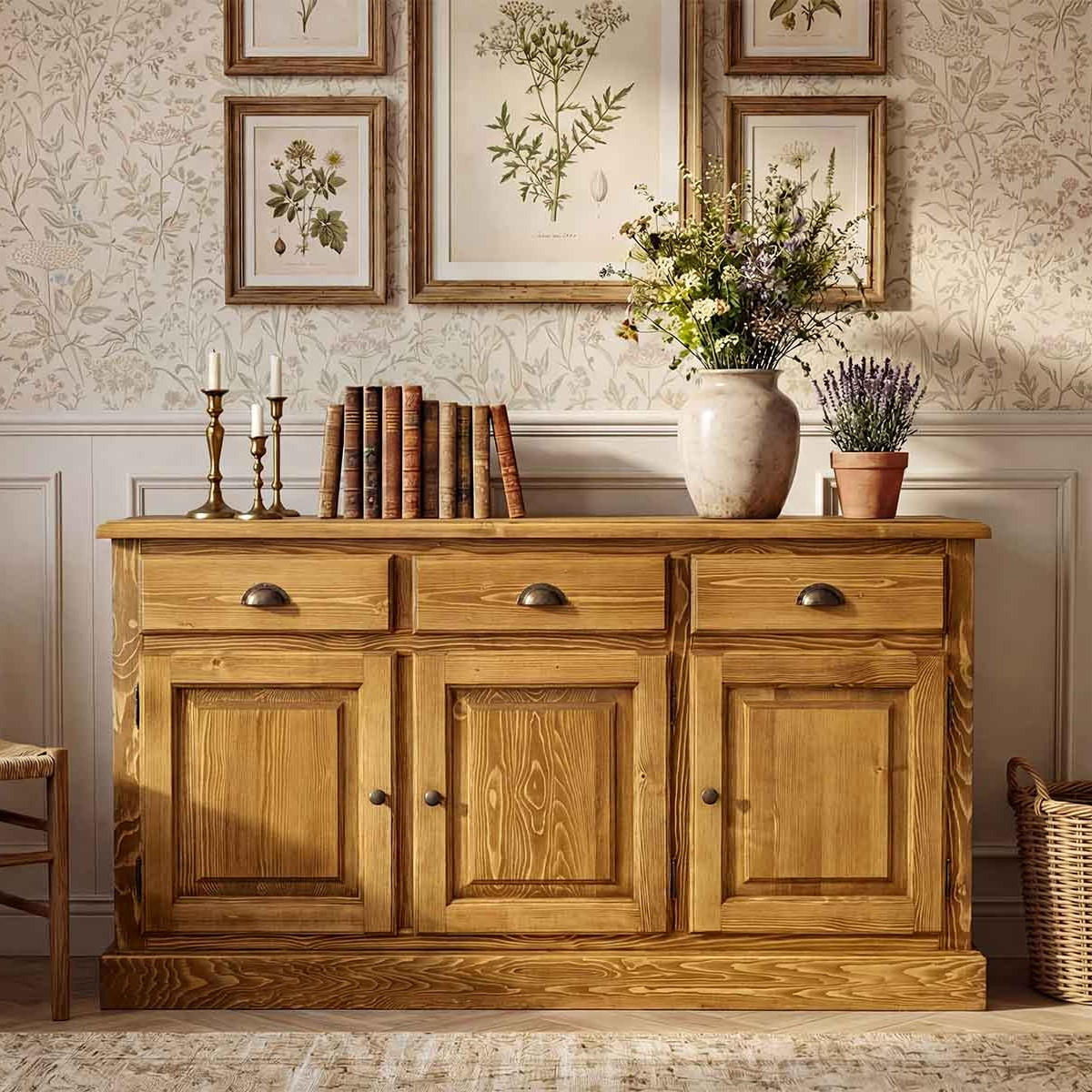 KOMMODE aus Massivholz CHARLOTTE 3 - Hellbraun, Holz (160/91/48cm) - Seart