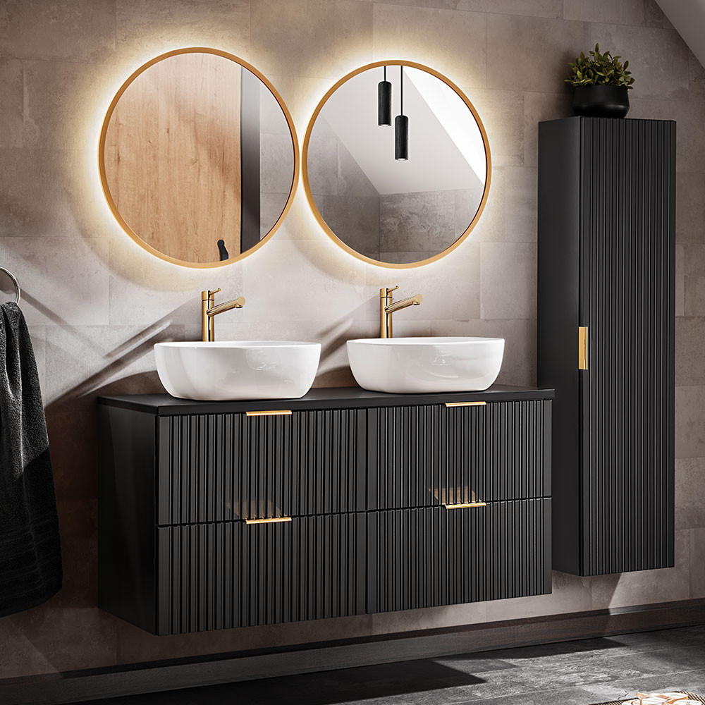 Lomado Badmöbel-Set Schwarz 170x200x47 cm