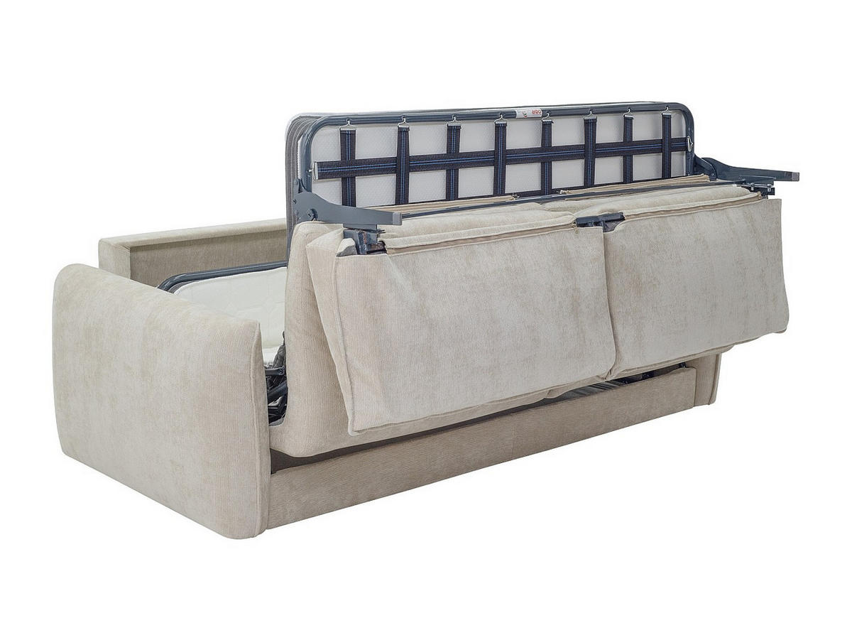 3-SITZER-SCHLAFSOFA mit Schnellverstellung in strukturiertem Beige-Stoff - Liegefläche 140 cm - 13 cm Memoryschaum-Matratze GABRIZA - Beige, Textil (202/80/100cm) - Vente-Unique