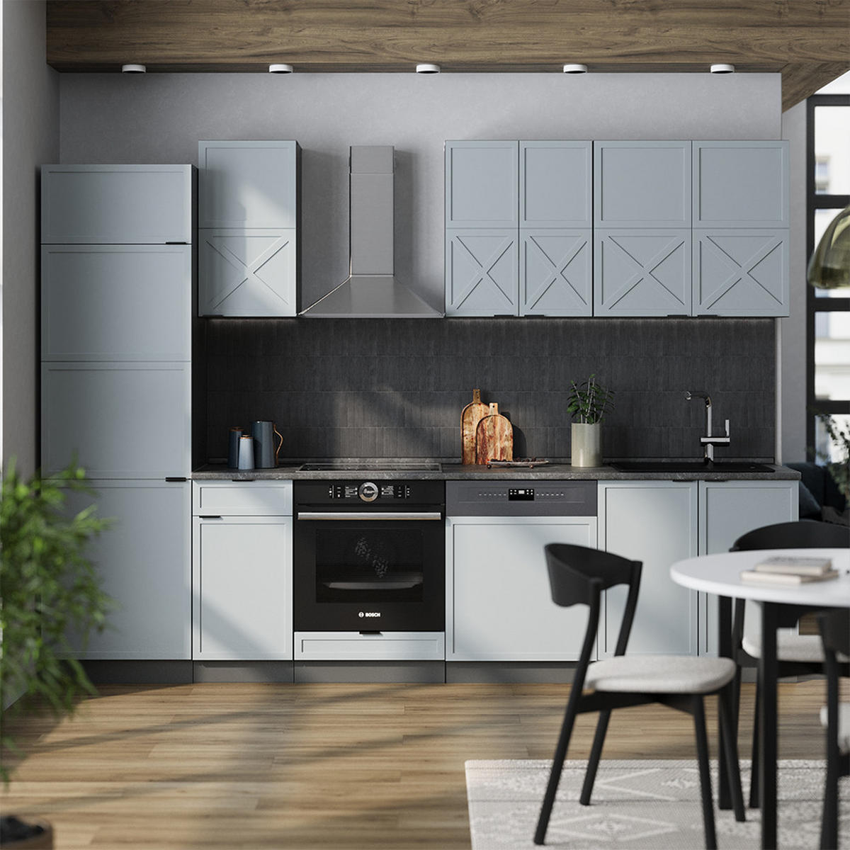 KUCHYŇSKÝ KOUT Fame-Line Světle modrošedá/antracitová - antracitová/světle modrá, kompozitní dřevo (300/81.6/60cm) - Vicco