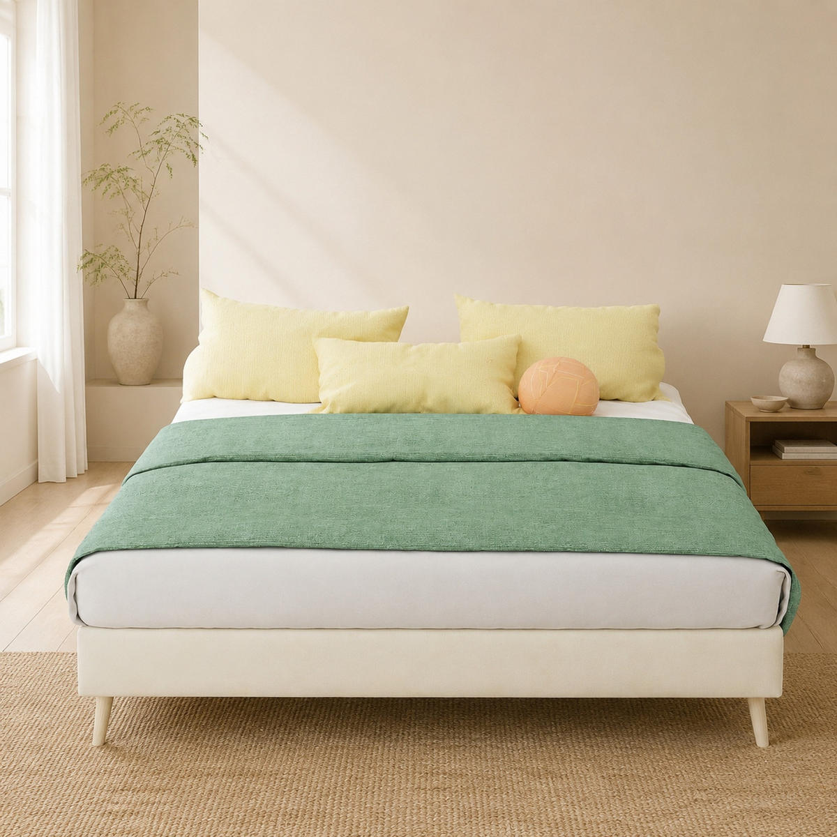 POLSTERBETT 140/200 mit Hollandveloursstoff in Beige - Beige, Holzwerkstoff/Textil (140/200cm) - EVRYAE