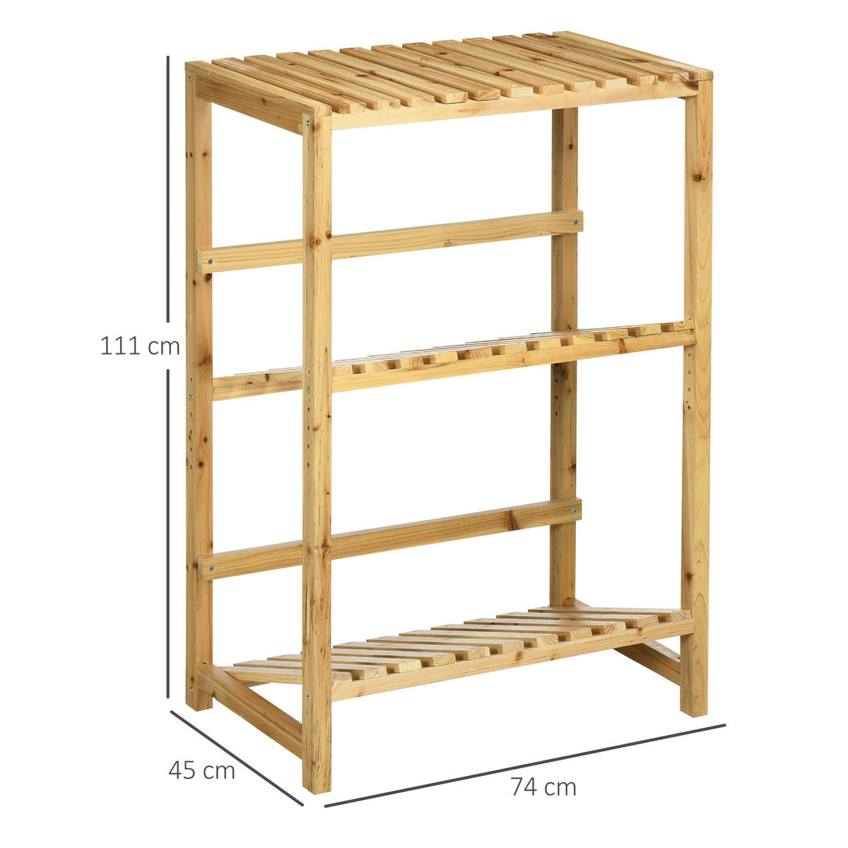 GETRÄNKEKISTENSTÄNDER, Kistenregal, für 4 Getränkekisten, Tannenholz, Natur - Fichtefarben, Holz (74/45/111cm) - Outsunny