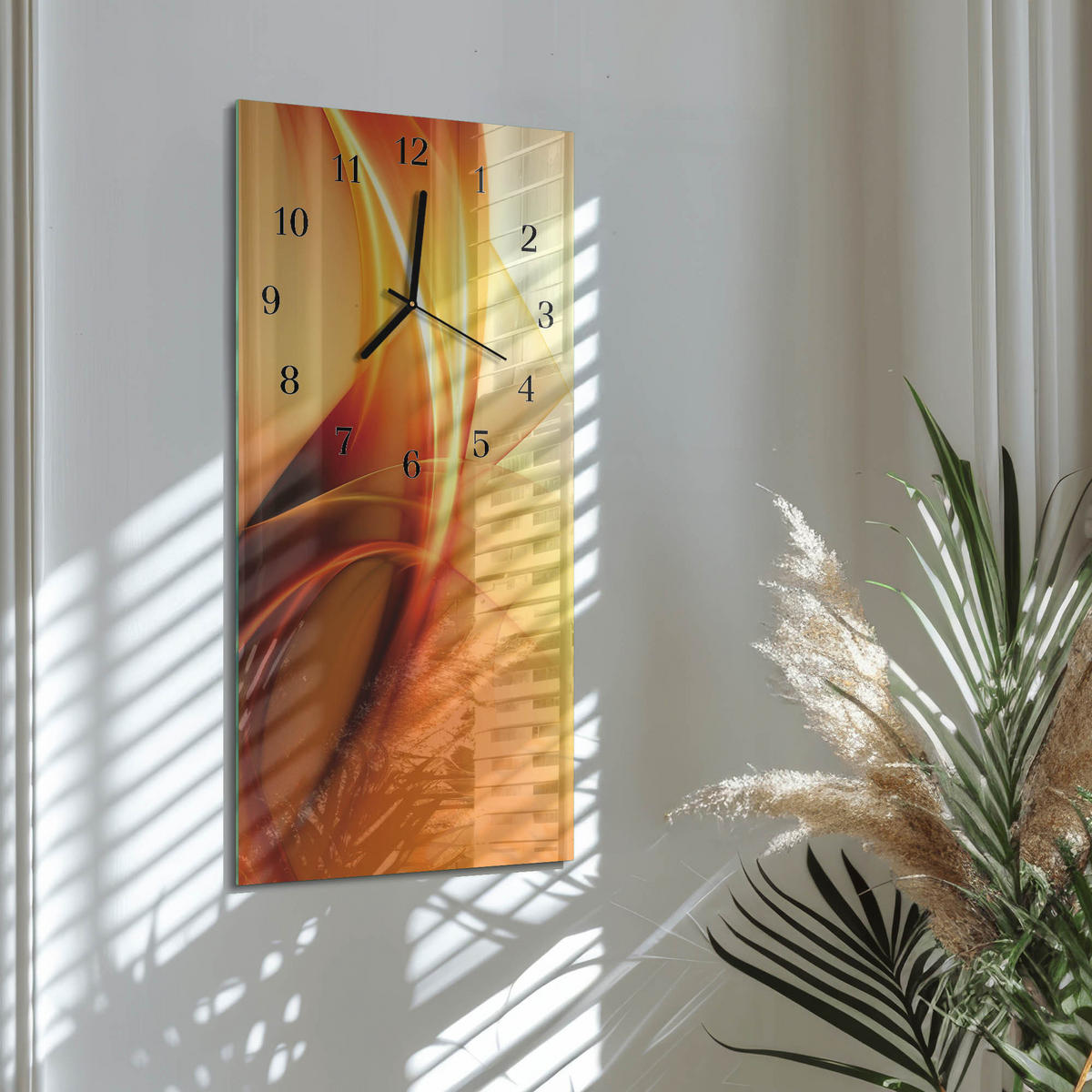 WANDUHR 60x30 cm - Nacht - Orange, Glas (30/60/0.4cm) - TULUP