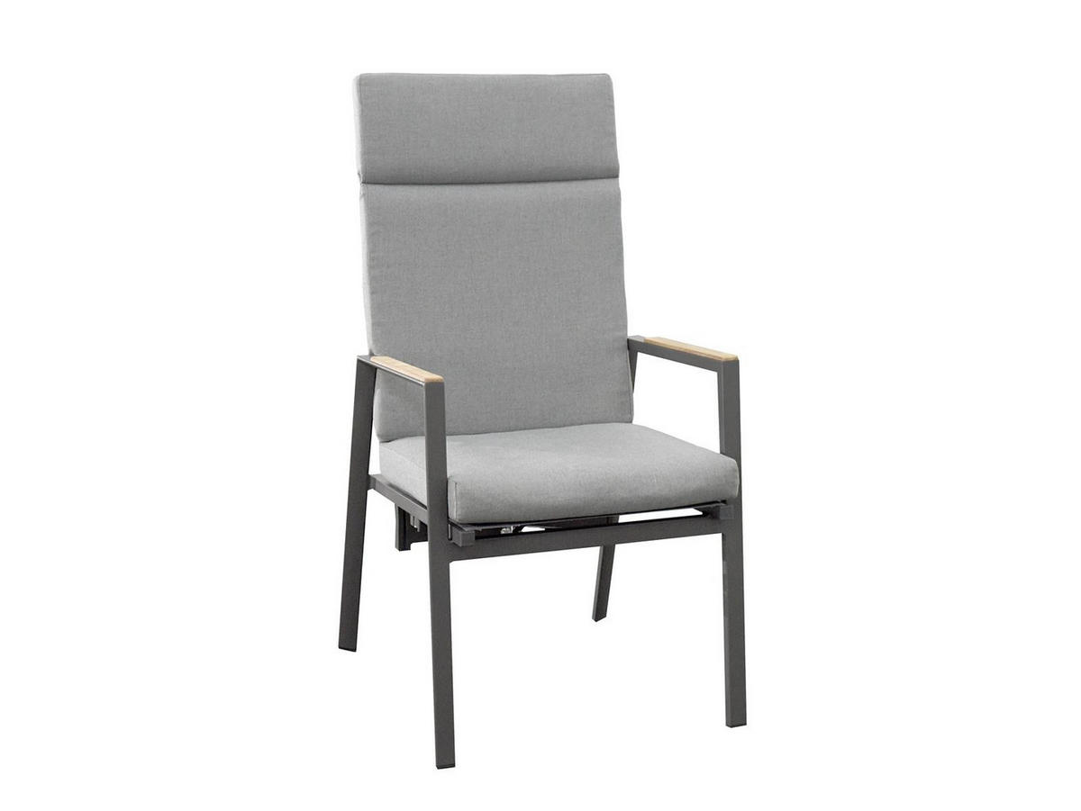 GARTENSTUHL Brisbane 2er-Set Anthrazit Aluminium stapelbar Hochlehner verstellbare Lehne - Grau, Kunststoff (57/111/63cm) - Green Spirit