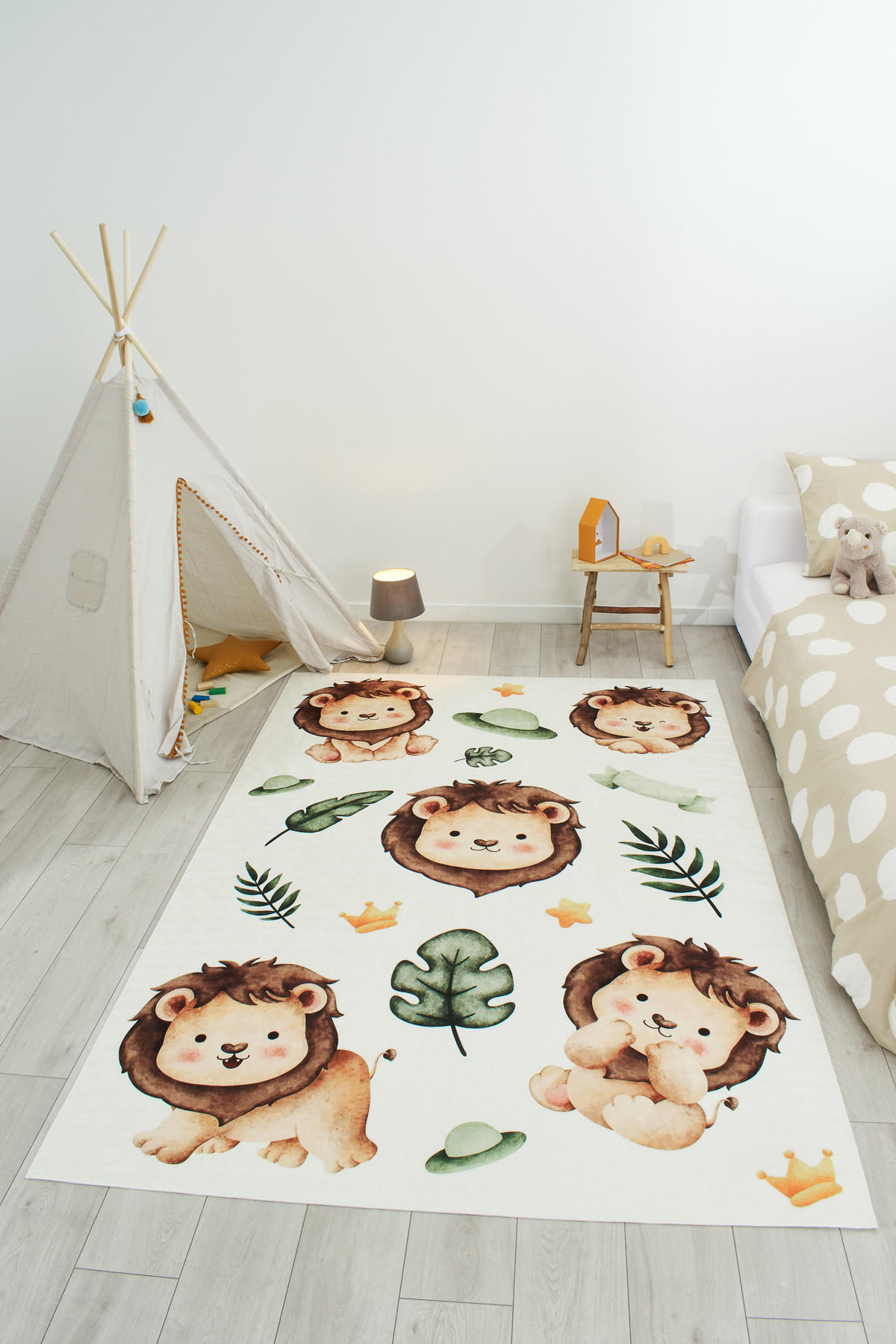 KINDERTEPPICH mit beigem Löwenmotiv Happy 160x230 cm - Beige, Textil (160/230cm) - Nazar Rugs