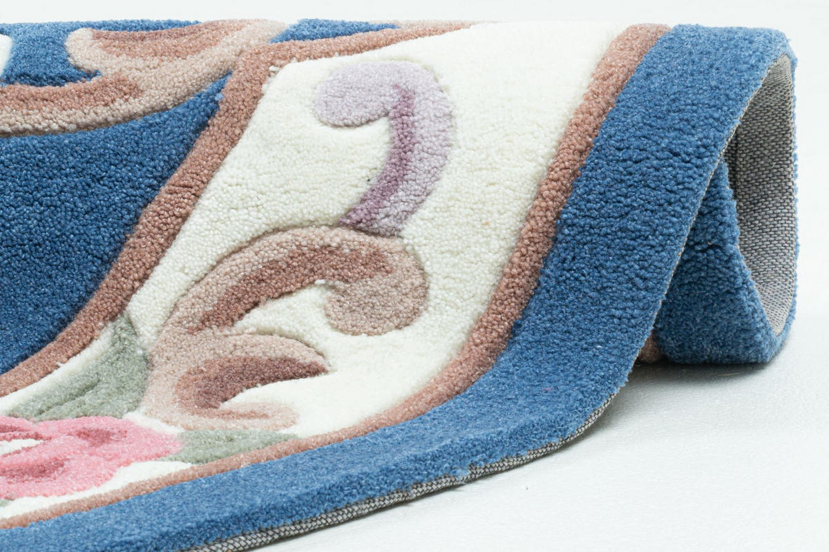 HANDTUFTTEPPICH Ming 150x150 cm - Blau, Textil (150/150cm) - THEKO