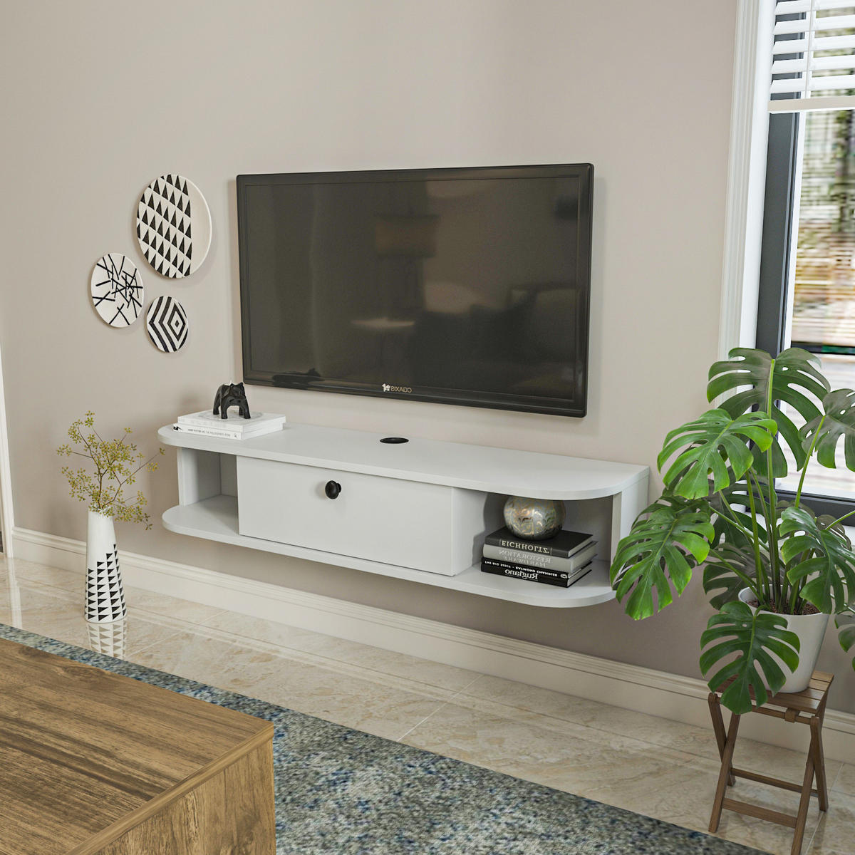 TV-ELEMENT Ibarra 120 cm Weiß - Weiß, Holzwerkstoff (120/23.4/29.6cm) - Decorotika