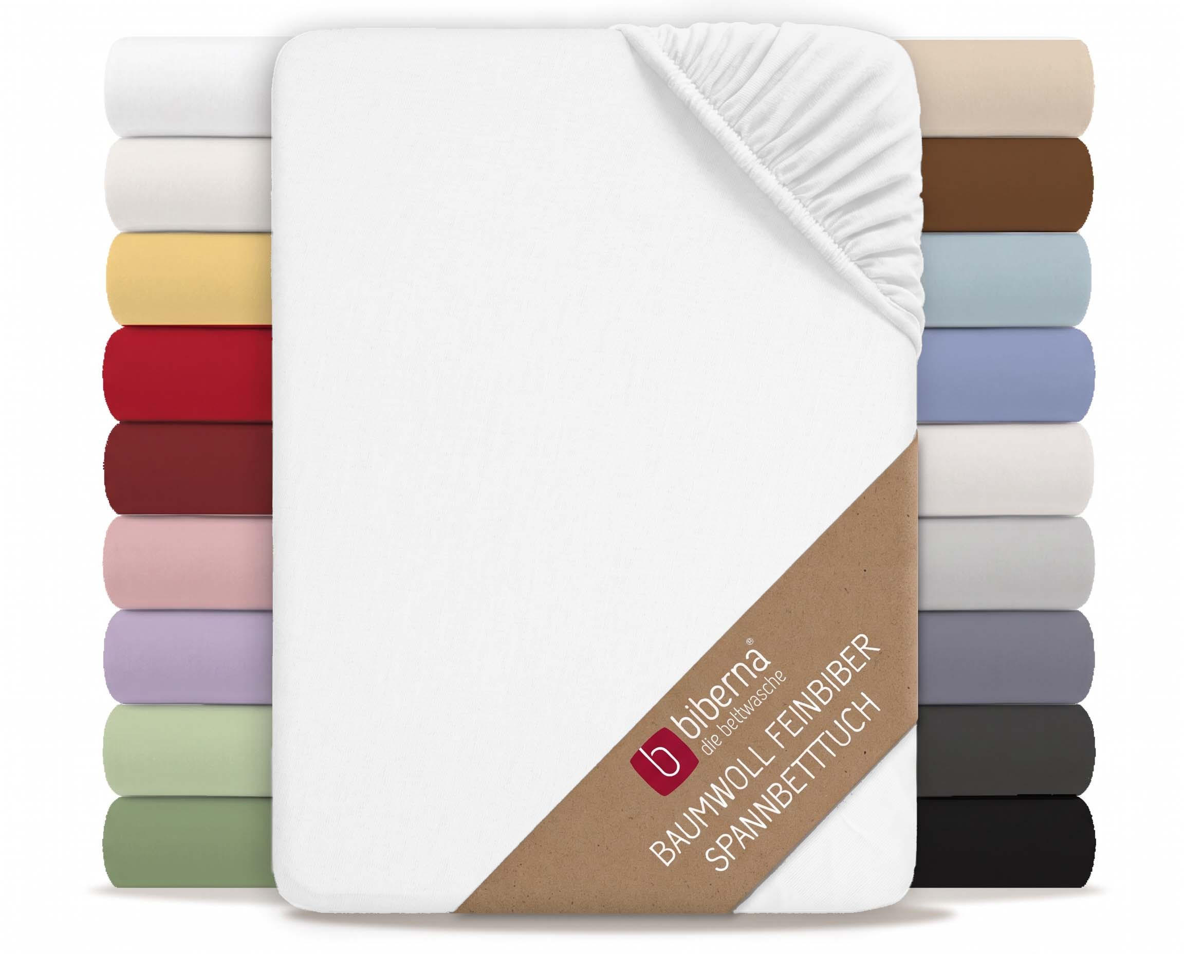 SPANNBETTTUCH Premium Biber weiss, 60x120 cm - 70x140 cm - Weiß, Textil (70/140cm) - biberna