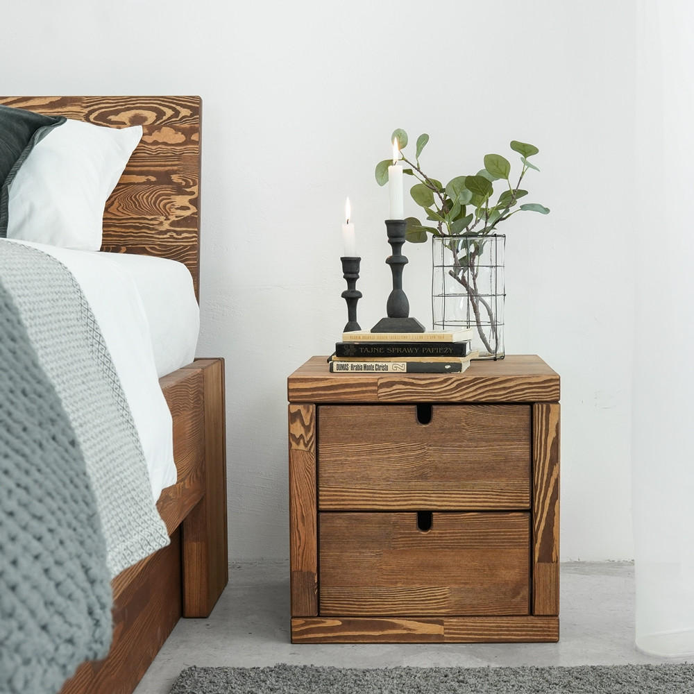 NACHTTISCH aus Massivholz MARIKA 1 - Dunkelbraun, Holz (40/40/40cm) - Seart