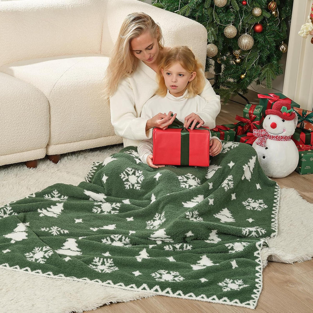 DECKE – Weihnachtsdecke – 150 x 130 cm – Grün - Grün, Textil (150/130cm)
