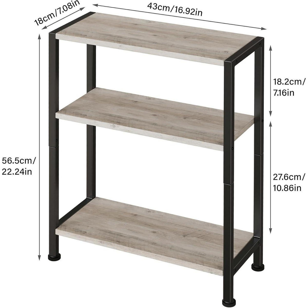 BEISTELLTISCH Greige + Schwarz 18 cm - Multicolor, Holzwerkstoff (43/18/56.5cm)