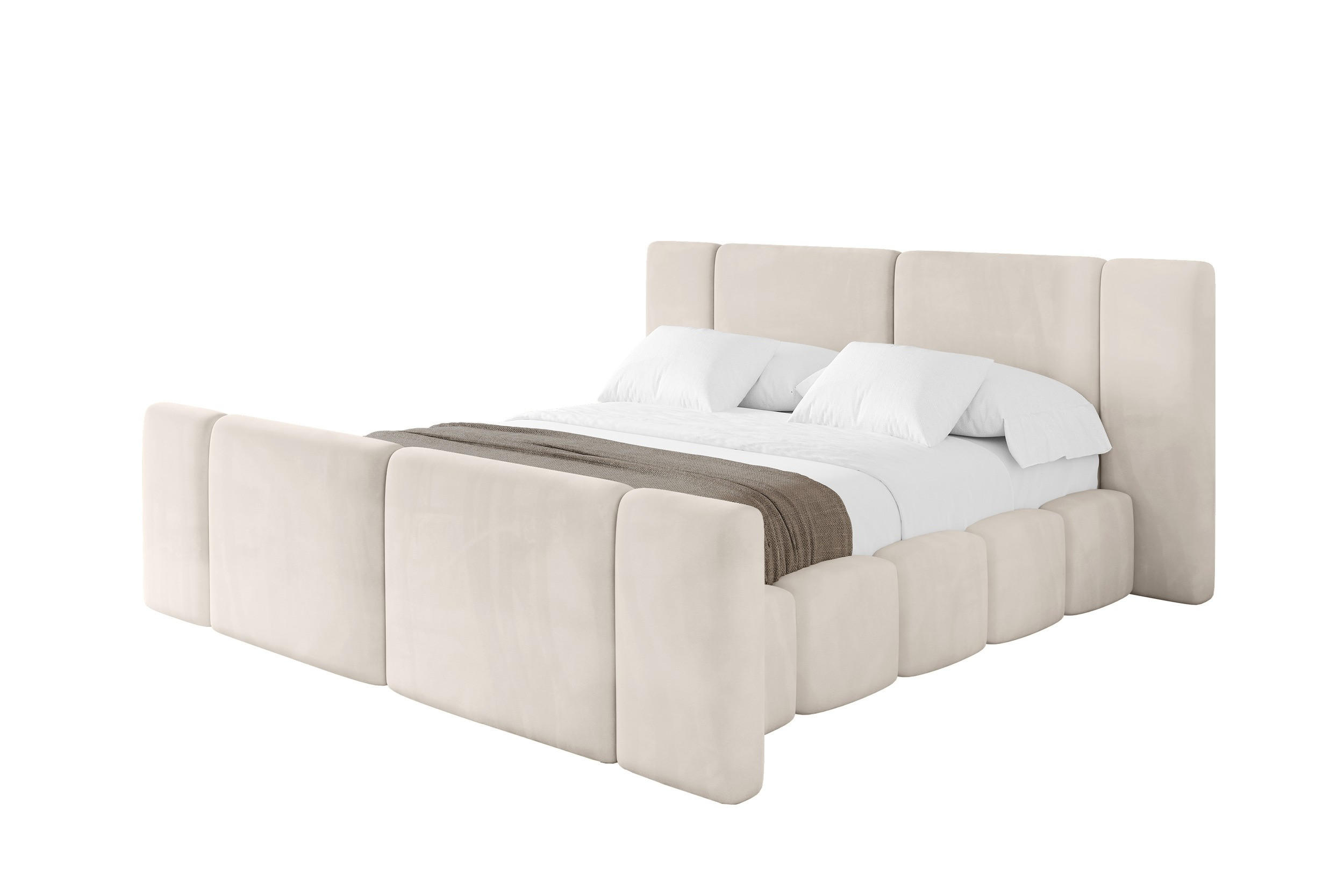 POLSTERBETT mit Bettkasten, Fußteil und Lattenrost, Bett mit Matratze H3/H4 - NILO-Z 140x200 Beige - Beige, Holzwerkstoff/Textil (140/200cm) - ALTDECOR