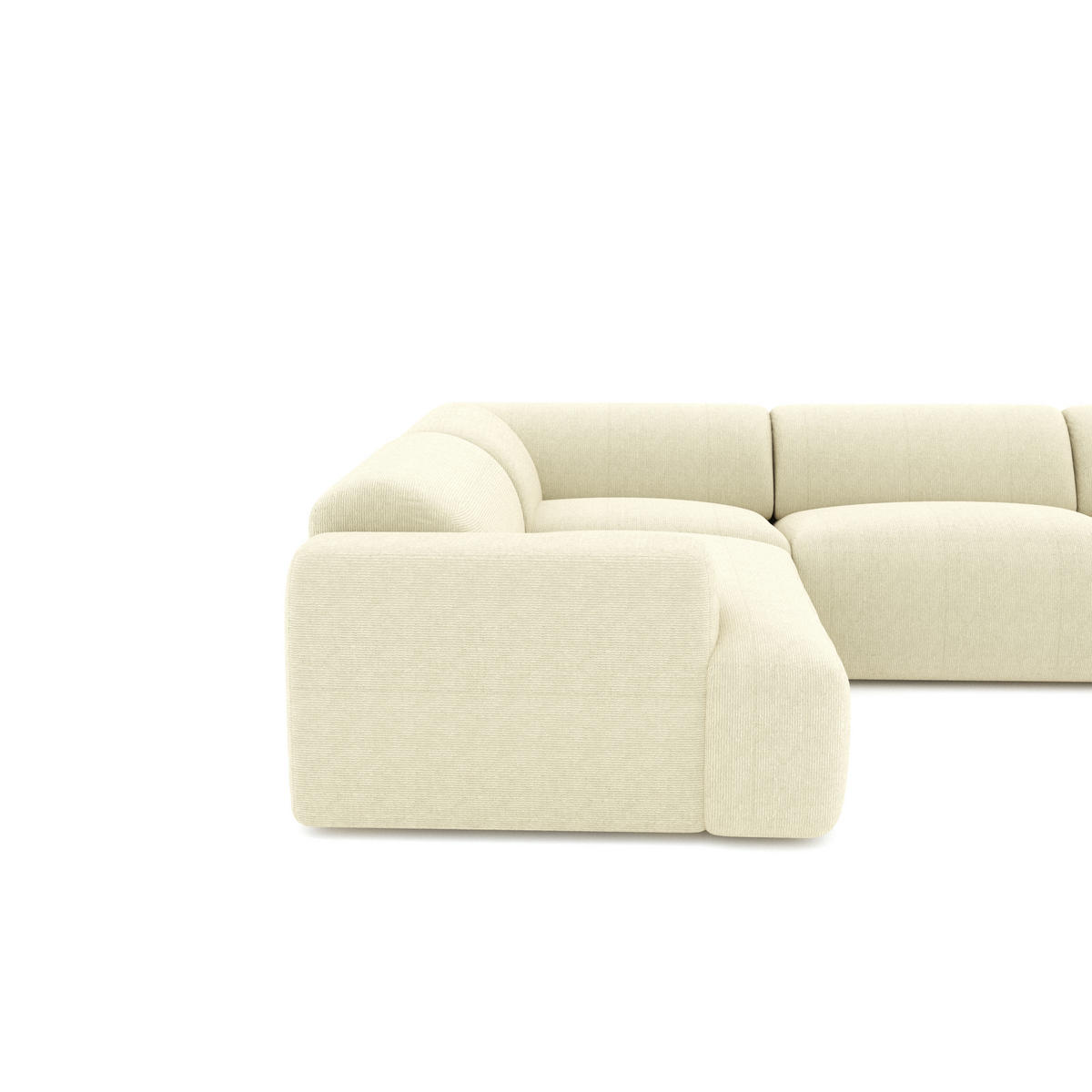 WOHNLANDSCHAFT Gerippter Samt Creme 354cm - Creme, Textil (354/73/200cm) - Sia Home