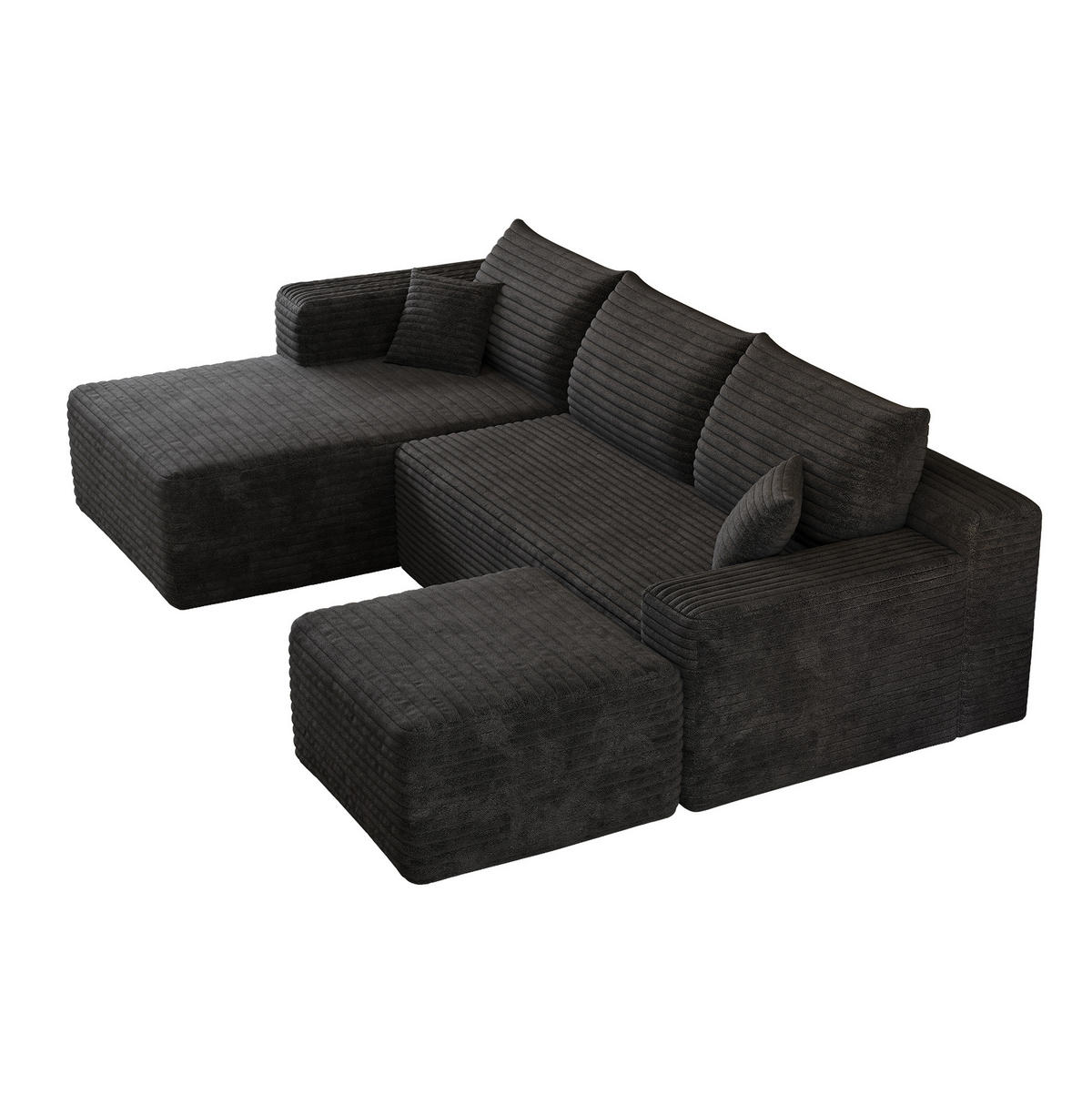 ECKSOFA 241/151/58 cm schwarz aus Stoff ohne Montage - Schwarz, Textil (151/241cm) - OKWISH