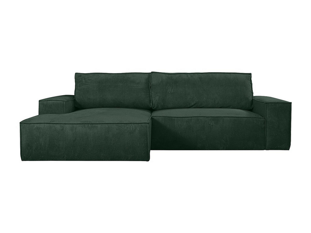 ECKSOFA mit Schlaffunktion - Ecke Links - Cord - Tannengrün - AMELIA - Dunkelgrün, Textil (167/267cm) - Vente-Unique