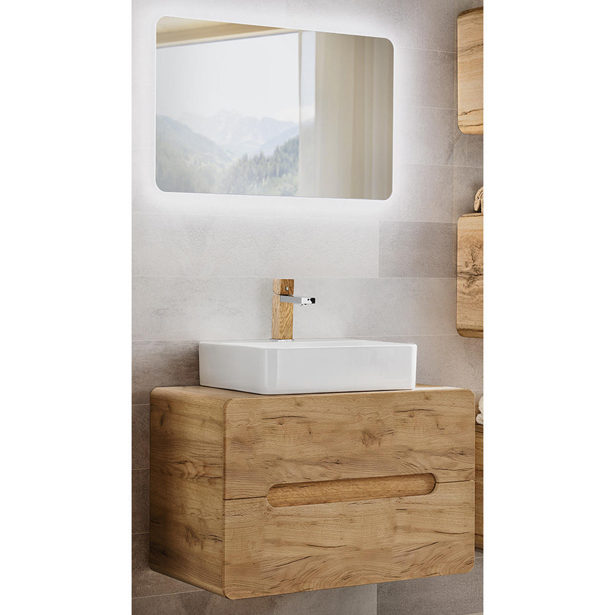 BADMÖBEL-SET 2-TLG. Luton-56 - Braun, Holzwerkstoff (80/200/46cm) - Lomado