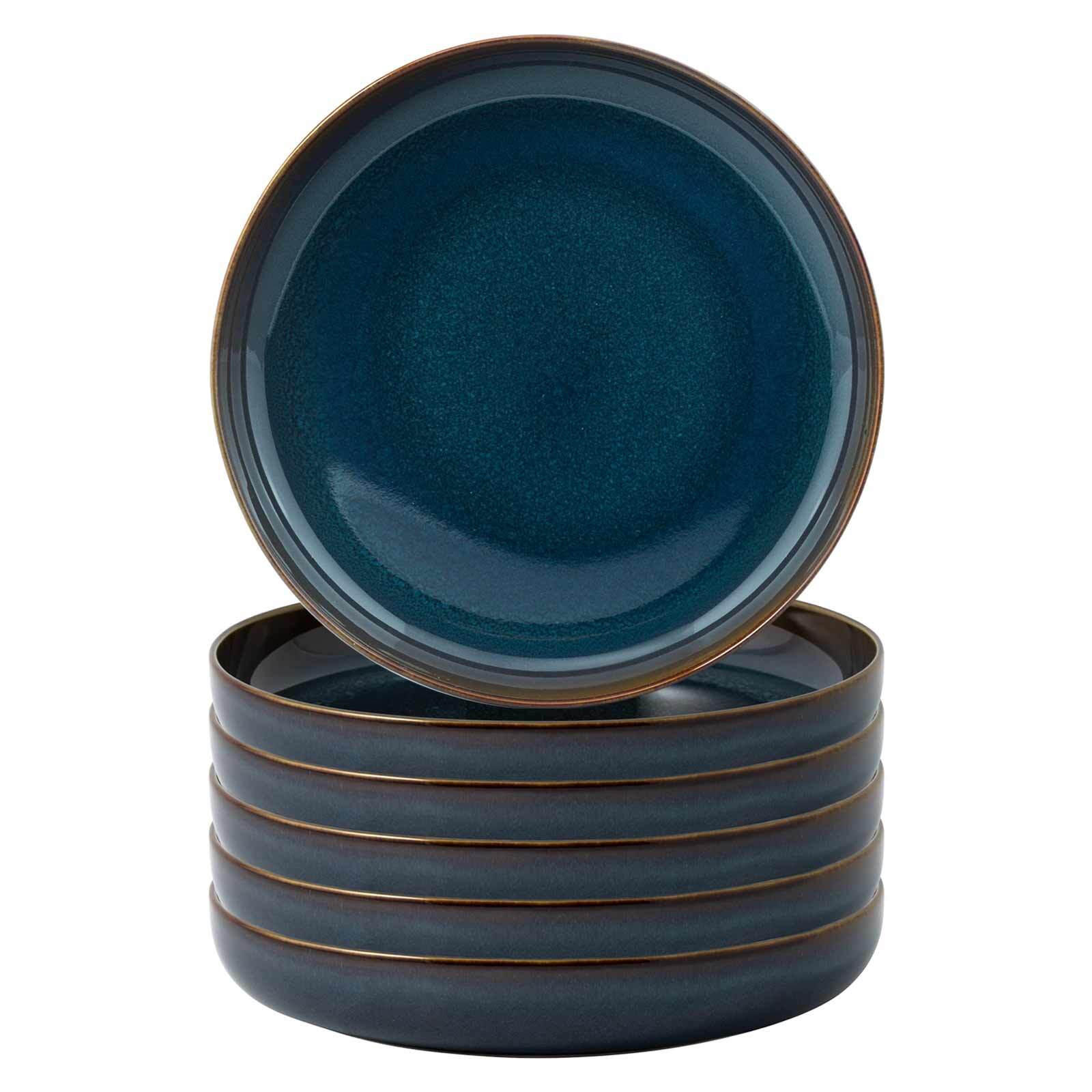 SUPPENTELLER Crafted Denim ø 21,9 cm 6er Set - Dunkelblau, Keramik (21.9cm) - like.Villeroy & Boch