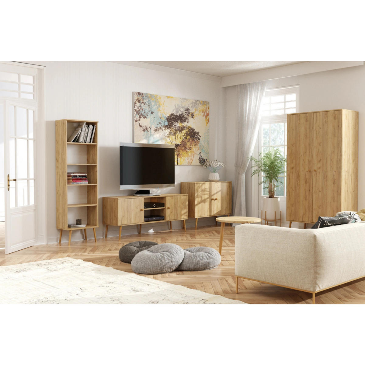 KLEIDERSCHRANK NATURA, 100 cm, Eiche Craft, mit Kleiderstange - Naturfarben, Holz (100/202/52cm) - Excellent Home